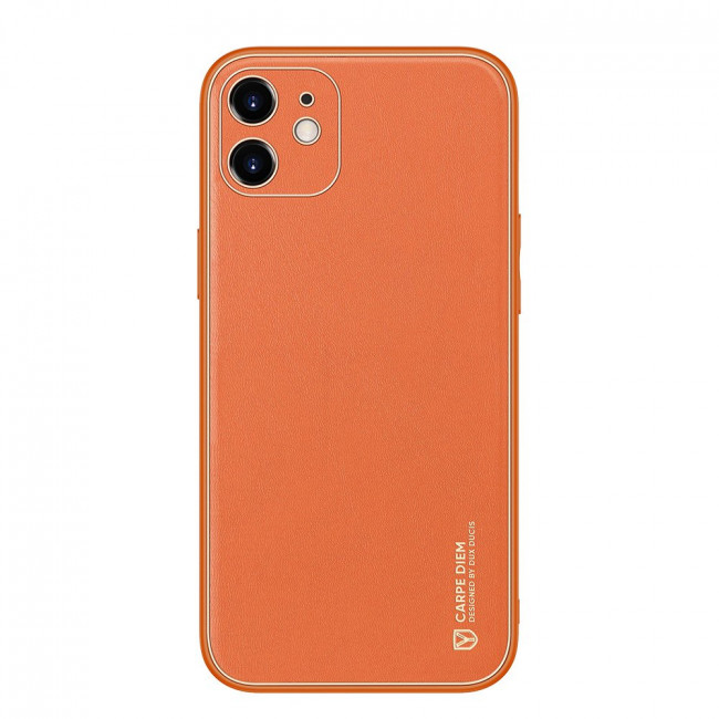 Dux Ducis iPhone 12 Yolo Elegant Series Θήκη με Επένδυση Συνθετικού Δέρματος - Orange