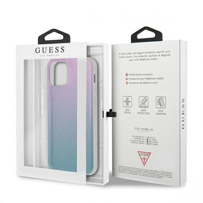 Guess iPhone 12 Pro Max 4G 3D Pattern Collection Σκληρή Θήκη με Πλαίσιο Σιλικόνης - Blue / Pink - GUHCP12L3D4GGBP