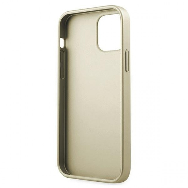 Guess iPhone 12 Pro Max - Iridescent Θήκη με Επένδυση Συνθετικού Δέρματος - Gold - GUHCP12LIGLGO