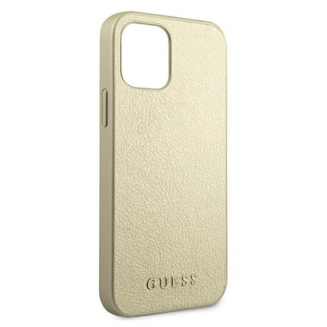 Guess iPhone 12 Pro Max - Iridescent Θήκη με Επένδυση Συνθετικού Δέρματος - Gold - GUHCP12LIGLGO