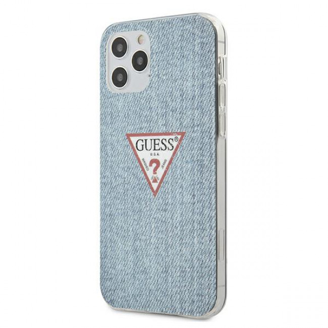 Guess iPhone 12 / iPhone 12 Pro Jeans Collection Σκληρή Θήκη με Πλαίσιο Σιλικόνης - Light Blue - GUHCP12MPCUJULLB