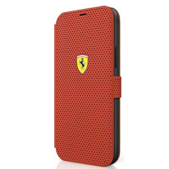 Ferrari iPhone 12 / iPhone 12 Pro On Track Perforated Θήκη Πορτοφόλι από Συνθετικό Δέρμα - Red - FESPEFLBKP12MRE