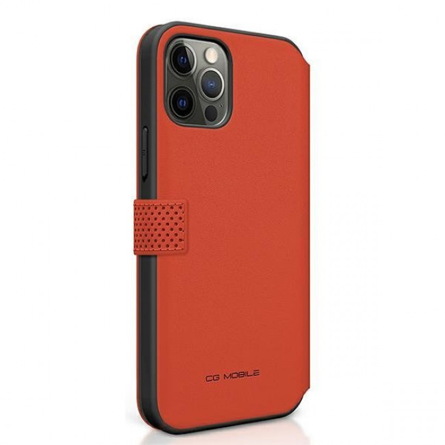 Ferrari iPhone 12 / iPhone 12 Pro On Track Perforated Θήκη Πορτοφόλι από Συνθετικό Δέρμα - Red - FESPEFLBKP12MRE