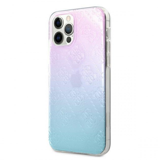 Guess iPhone 12 / iPhone 12 Pro 4G 3D Pattern Collection Σκληρή Θήκη με Πλαίσιο Σιλικόνης - Blue / Pink - GUHCP12M3D4GGBP