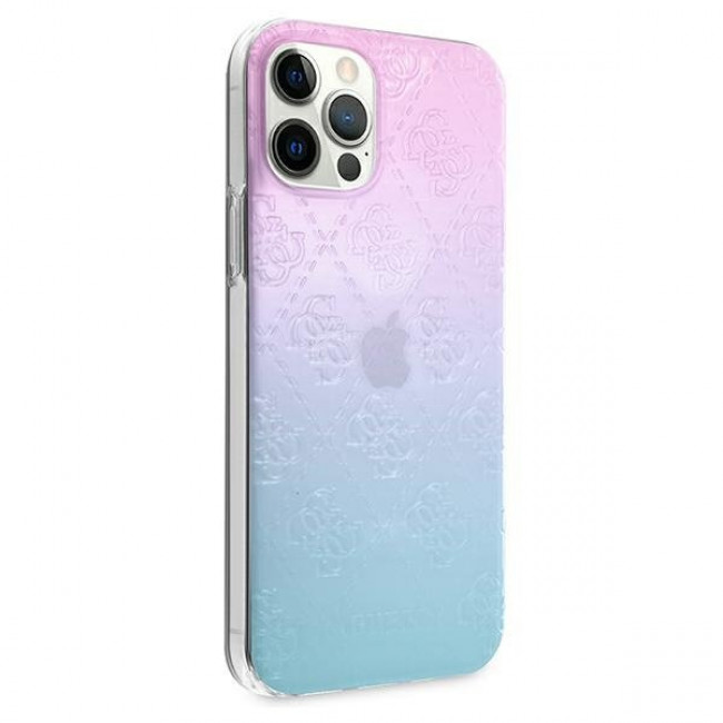 Guess iPhone 12 / iPhone 12 Pro 4G 3D Pattern Collection Σκληρή Θήκη με Πλαίσιο Σιλικόνης - Blue / Pink - GUHCP12M3D4GGBP