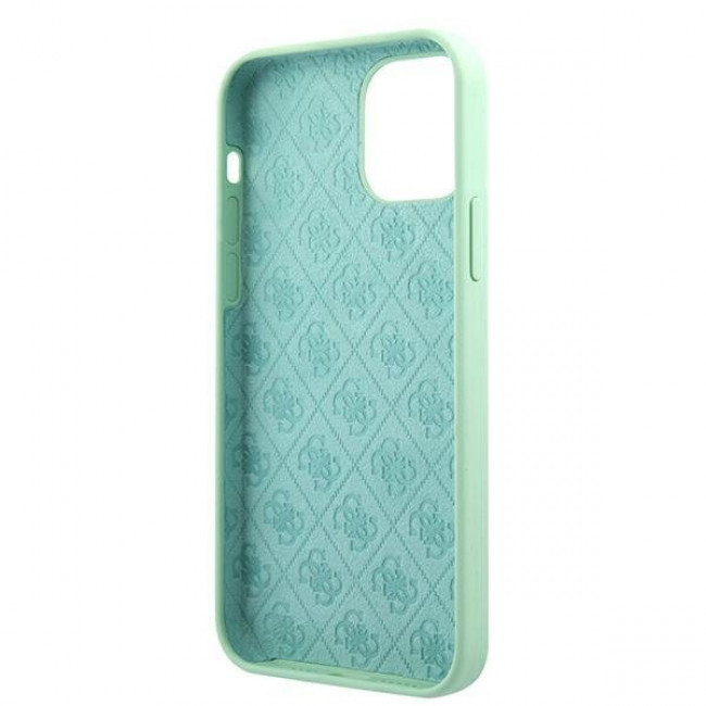 Guess iPhone 12 / iPhone 12 Pro Silicone Metal Logo Script Θήκη Σιλικόνης - Green - GUHCP12MLSLMGGN