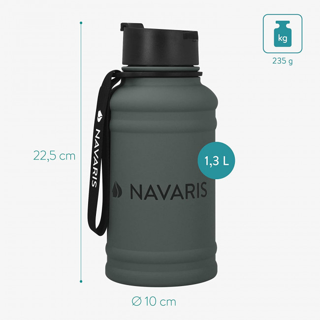 Navaris Μπουκάλι Νερού από Ανοξείδωτο Ατσάλι - BPA Free - 1.3 L - Anthrazit - 52873.73