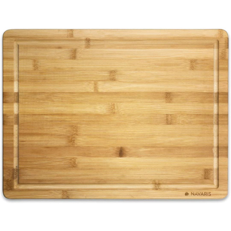 Navaris Natural Bamboo Wooden Chopping Board Ξύλινη Επιφάνεια Κοπής - 45 x 34 x 1.8 cm - Light Brown - 51502.01