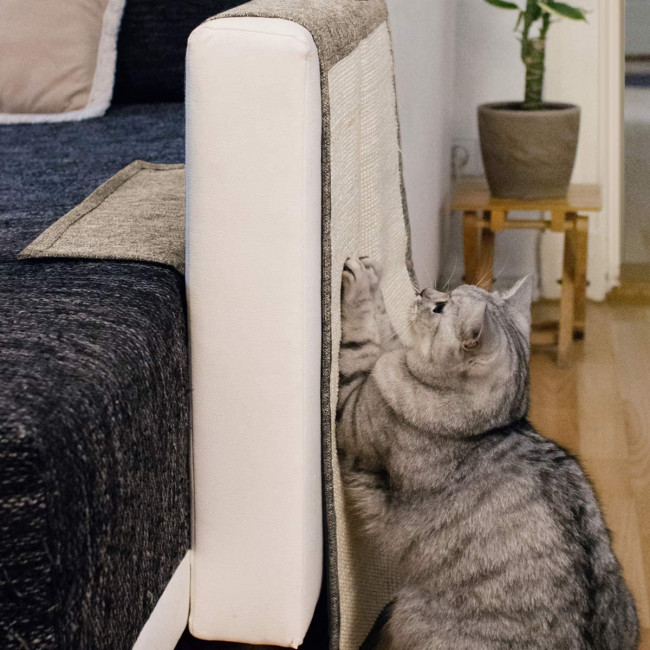 Navaris Cat Scratch Armrest Organiser Προστατευτικό Καναπέ από Γρατζουνιές Γάτας - 130 x 45 cm - Light Brown - White - 48412.24.02