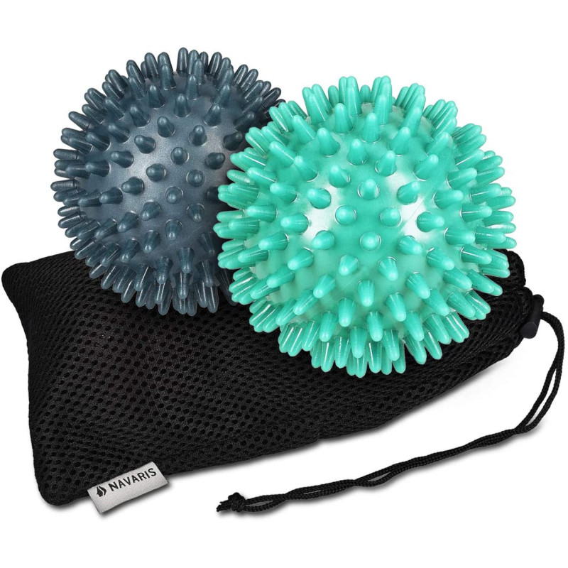 Navaris Hedgehog Massage Ball with Nubs Set of 2 - Μπάλες Μασάζ για Χέρια / Πόδια και Πλάτη - Mint / Petrol - 46951.3.01