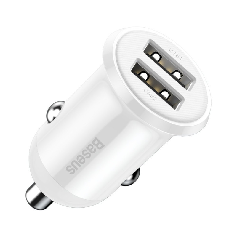 Baseus Grain Pro Car Charger - Φορτιστής Αυτοκινήτου 4.8A 2xUSB Ports - White - CCALLP-02