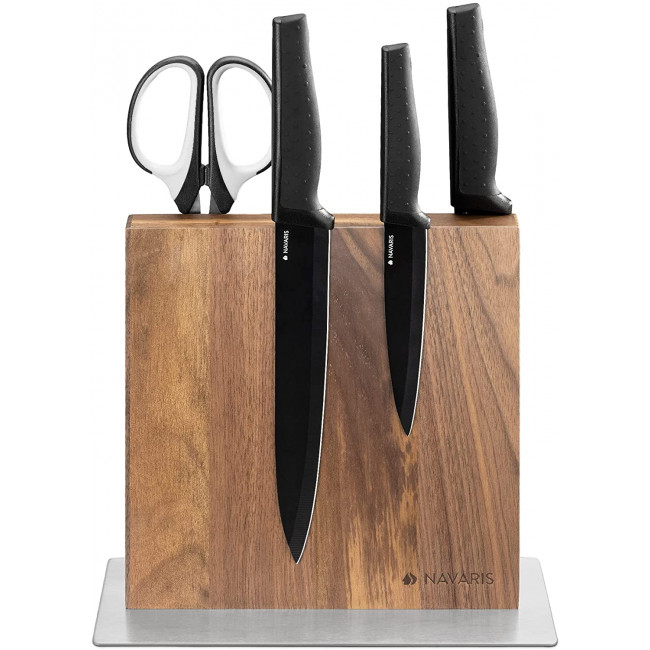 Navaris Double Sided Wooden Magnetic Knife Holder Μαγνητική Ξύλινη Βάση Μαχαιριών Διπλής Όψεως - Walnut Wood - 50416.025.03