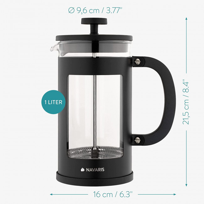 Navaris French Press Coffee Maker Γαλλική Καφετιέρα - Black - 46547.02.3