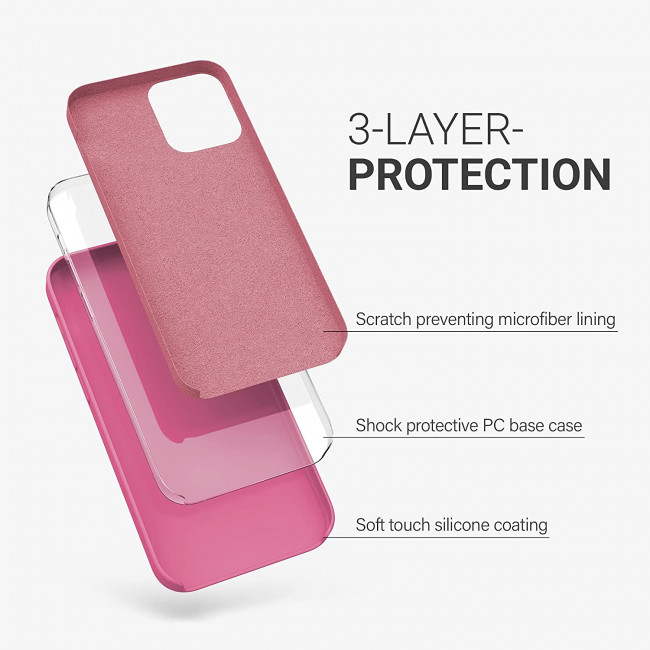 KW iPhone 12 / iPhone 12 Pro Θήκη Σιλικόνης Rubber TPU - Bubblegum Pink - 52641.212