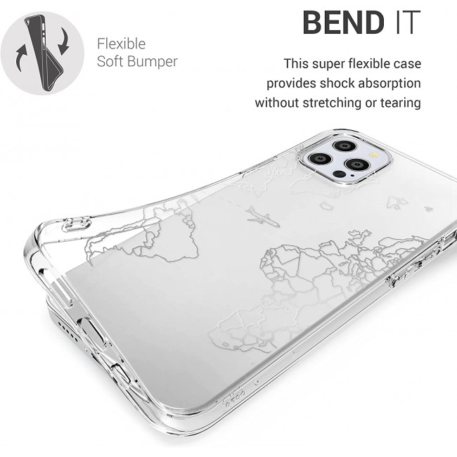 KW iPhone 12 / iPhone 12 Pro Θήκη Σιλικόνης TPU Design Travel and Explore - Διάφανη / Silver - 53035.12