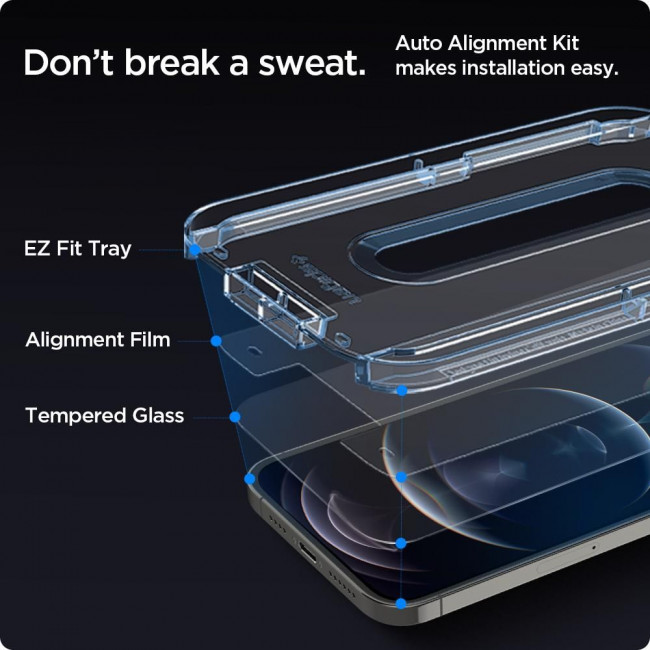 Spigen iPhone 12 / iPhone 12 Pro Glas.TR EZ Fit 0.2mm 2.5D 9H Tempered Glass Αντιχαρακτικό Γυαλί Οθόνης - 2 Τεμάχια - Clear - AGL01801