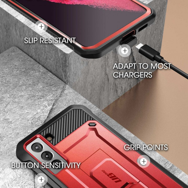 Supcase Samsung Galaxy S21 Unicorn Beetle Pro Σκληρή Θήκη με Stand - Red