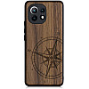 KW Xiaomi Mi 11 Θήκη από Φυσικό Ξύλο - Design Navigational Compass - Dark Brown - 54662.01