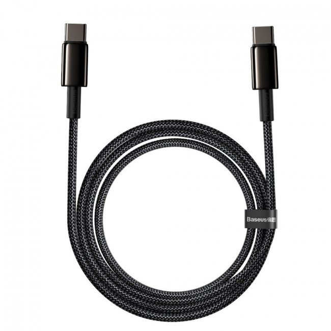 Baseus Tungsten Gold Series Cable Type-C 5A PD 100W - Καλώδιο Γρήγορης Φόρτισης Type-C to Type-C 2M - Black - CATWJ-A01