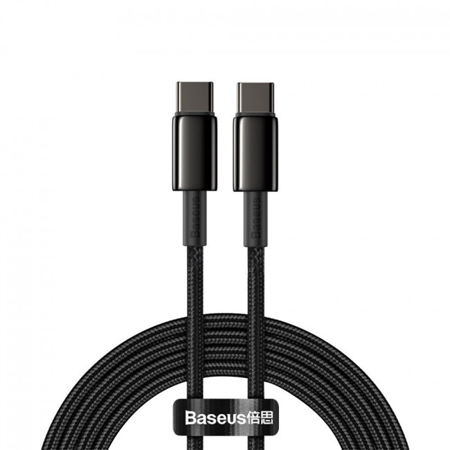 Baseus Tungsten Gold Series Cable Type-C 5A PD 100W - Καλώδιο Γρήγορης Φόρτισης Type-C to Type-C 2M - Black - CATWJ-A01