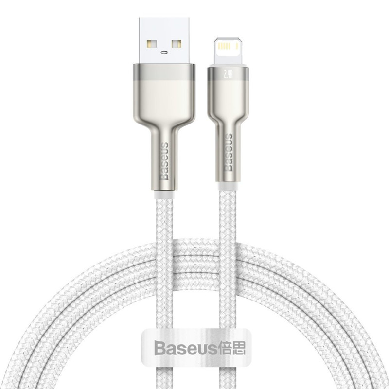 Baseus Cafule Metal Cable Lightning 2.4A - Καλώδιο Δεδομένων και Φόρτισης Lightning 1M - White - CALJK-A02