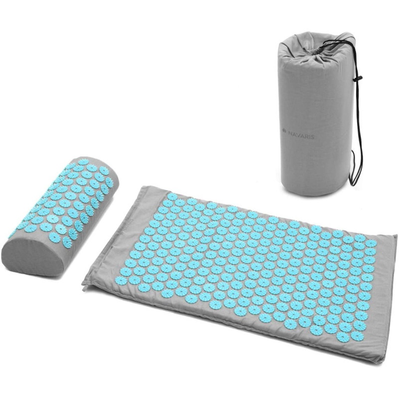 Navaris 2-in-1 Acupressure Mat and Pillow Set Σετ 2 σε 1 Χαλάκι και Μαξιλάρι Μασάζ - Grey / Blue - 43899.25