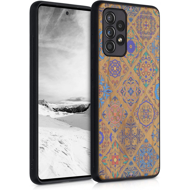 KW Samsung Galaxy A52 / A52 5G / A52s 5G Θήκη από Φυσικό Ξύλο - Design Moroccan Tiles - Multicolour / Dark Brown - 54354.03