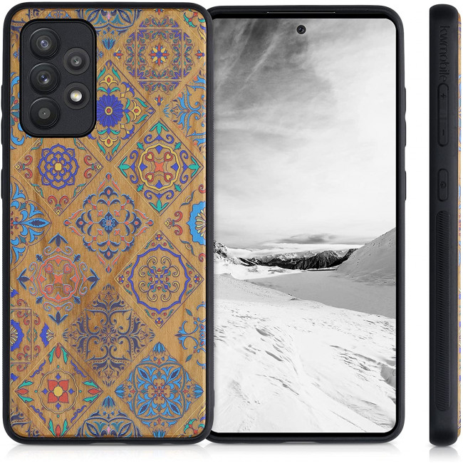 KW Samsung Galaxy A52 / A52 5G / A52s 5G Θήκη από Φυσικό Ξύλο - Design Moroccan Tiles - Multicolour / Dark Brown - 54354.03