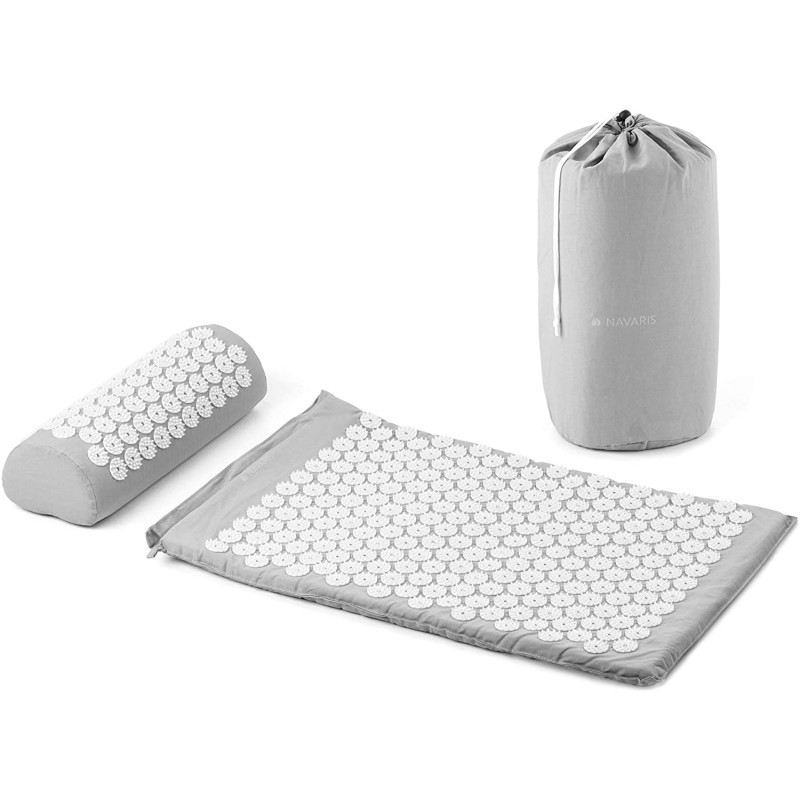 Navaris 2-in-1 Acupressure Mat and Pillow Set Σετ 2 σε 1 Χαλάκι και Μαξιλάρι Μασάζ - Grey / White - 43899.70