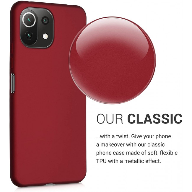 KW Xiaomi Mi 11 Lite / Mi 11 Lite 5G Θήκη Σιλικόνης TPU - Metallic Dark Red - 54727.36