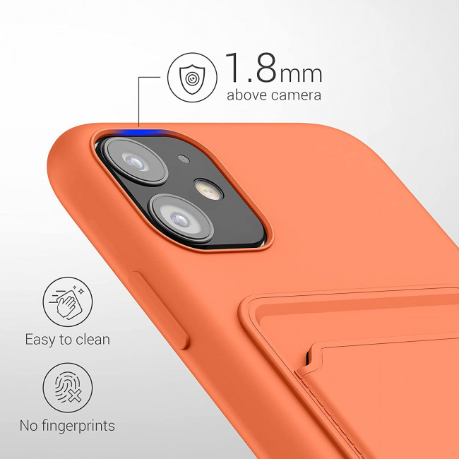 KW iPhone 11 Θήκη Σιλικόνης TPU με Υποδοχή για Κάρτα - Orange - 55114.29