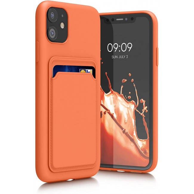 KW iPhone 11 Θήκη Σιλικόνης TPU με Υποδοχή για Κάρτα - Orange - 55114.29