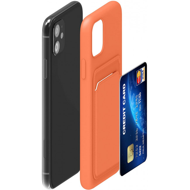 KW iPhone 11 Θήκη Σιλικόνης TPU με Υποδοχή για Κάρτα - Orange - 55114.29