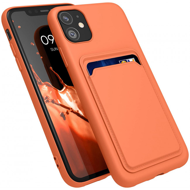 KW iPhone 11 Θήκη Σιλικόνης TPU με Υποδοχή για Κάρτα - Orange - 55114.29