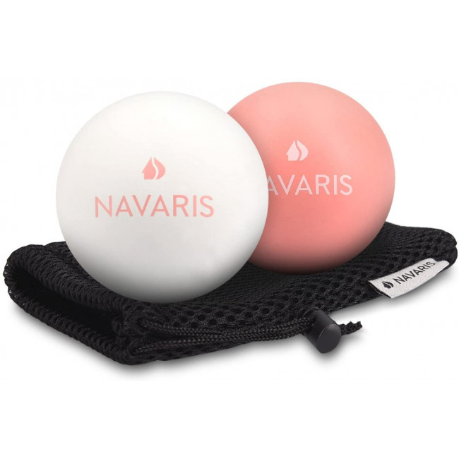 Navaris Lacrosse Massage Balls - Σετ με 2 Μπάλες Μασάζ - White / Pink - 42915