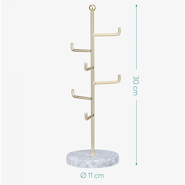 Navaris Μεταλλικό Stand Κοσμημάτων με Μαρμάρινη Βάση - Gold - 52597.21