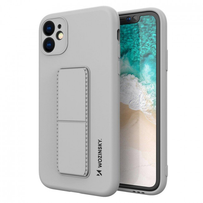 Wozinsky iPhone 12 Pro Max Kickstand Case - Θήκη Σιλικόνης με Finger Holder και Stand - Grey