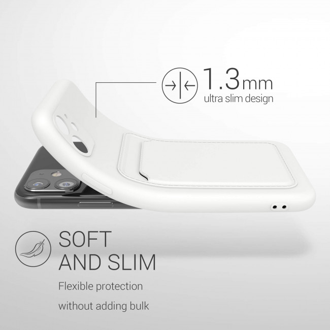 KW iPhone 11 Θήκη Σιλικόνης TPU με Υποδοχή για Κάρτα - White - 55114.02