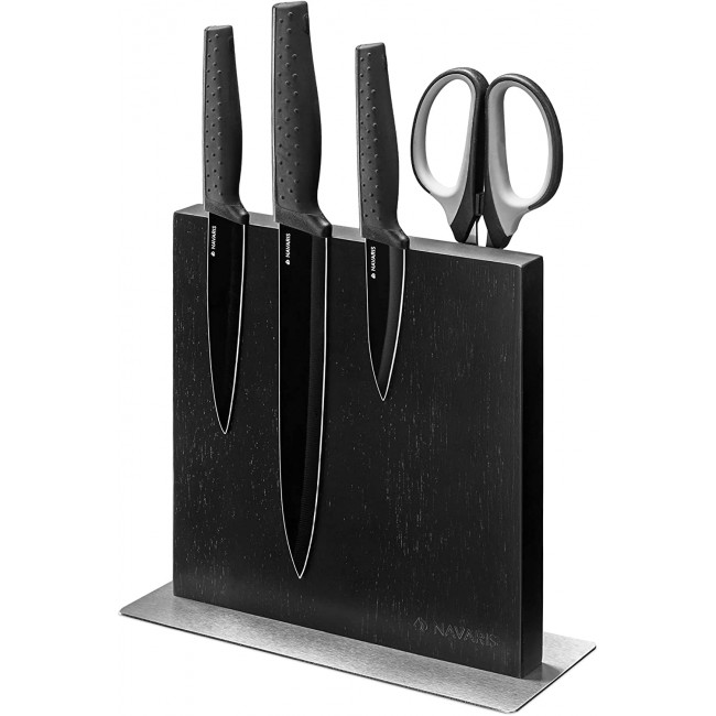 Navaris Double Sided Wooden Magnetic Knife Holder Μαγνητική Ξύλινη Βάση Μαχαιριών Διπλής Όψεως - Black - 50416.025.04