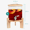 Navaris Glass Beverage Drink Dispenser Γυάλινος Διανεμητής Ποτού με Ξύλινη Βάση - 5L - Brown - 46785.04