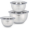 Navaris Stainless Steel Mixing Bowls Set of 3 Σετ με 3 Μεταλλικά Δοχεία Φαγητού - Grey - 49210.03.22