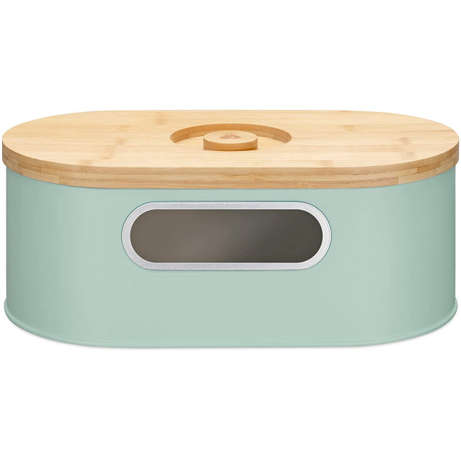 Navaris Bread Bin with Bamboo Lid Δοχείο Αποθήκευσης Ψωμιού με Καπάκι από Μπαμπού - Mint Green / Bamboo - 50595.04