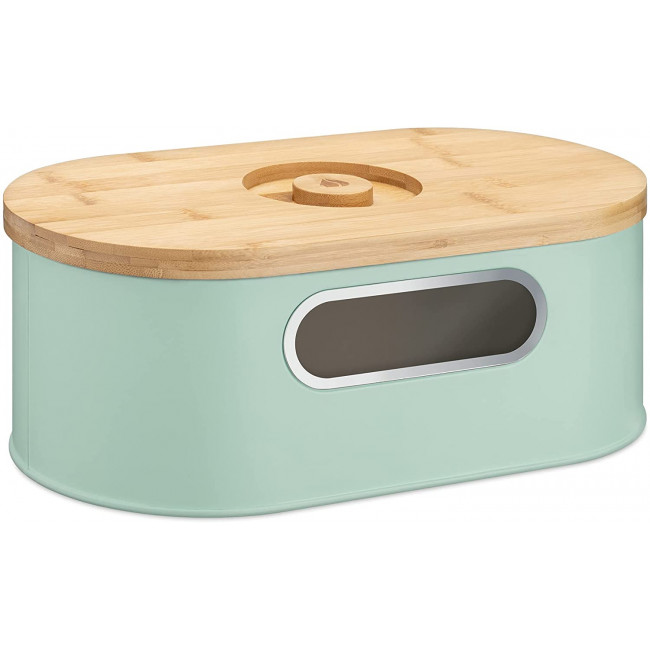 Navaris Bread Bin with Bamboo Lid Δοχείο Αποθήκευσης Ψωμιού με Καπάκι από Μπαμπού - Mint Green / Bamboo - 50595.04