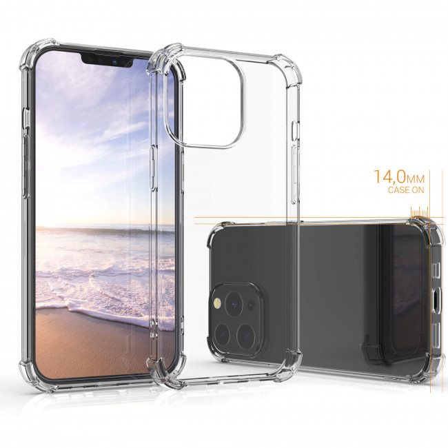 KW iPhone 13 Pro Θήκη Σιλικόνης TPU με Ενισχυμένες Γωνίες - Διάφανη - 55960.03