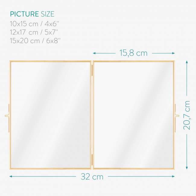 Navaris Αναδιπλούμενη Διπλή Κορνίζα για Φωτογραφίες - Gold - 54486.3