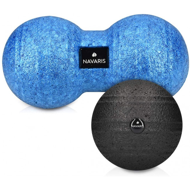 Navaris 2x Peanut Duo Massage Ball - Σετ με 2 Μπάλες Μασάζ - Blue / Black - 48106.04