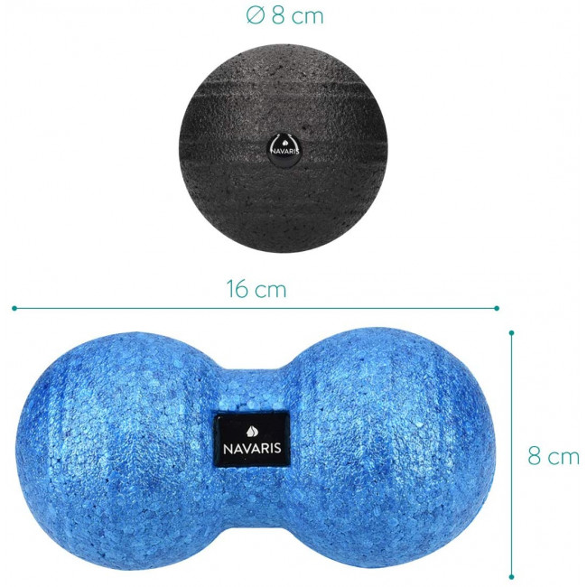 Navaris 2x Peanut Duo Massage Ball - Σετ με 2 Μπάλες Μασάζ - Blue / Black - 48106.04