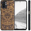 KW Xiaomi Redmi Note 10 / Note 10s / Poco M5s Θήκη από Φυσικό Ξύλο - Design Maya Calendar Art - Light Brown / Black - 54548.02