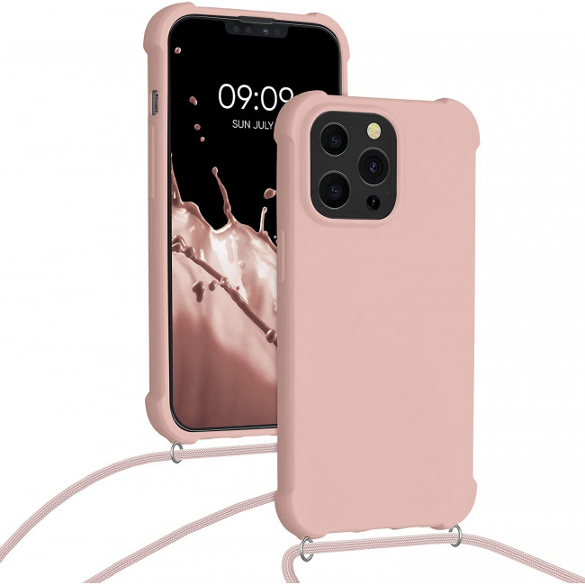 KW iPhone 13 Pro Θήκη Σιλικόνης TPU με Λουράκι - Mother Of Pearl - 55964.154