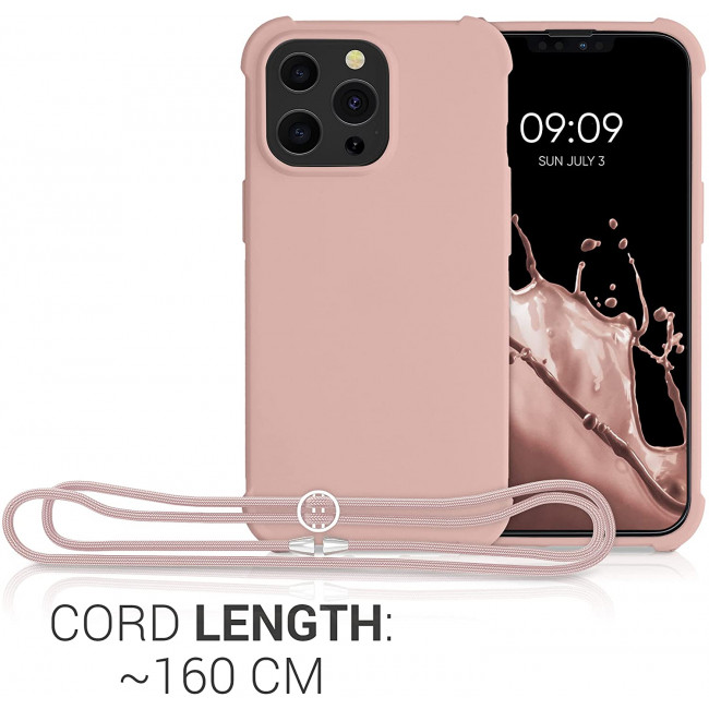 KW iPhone 13 Pro Θήκη Σιλικόνης TPU με Λουράκι - Mother Of Pearl - 55964.154